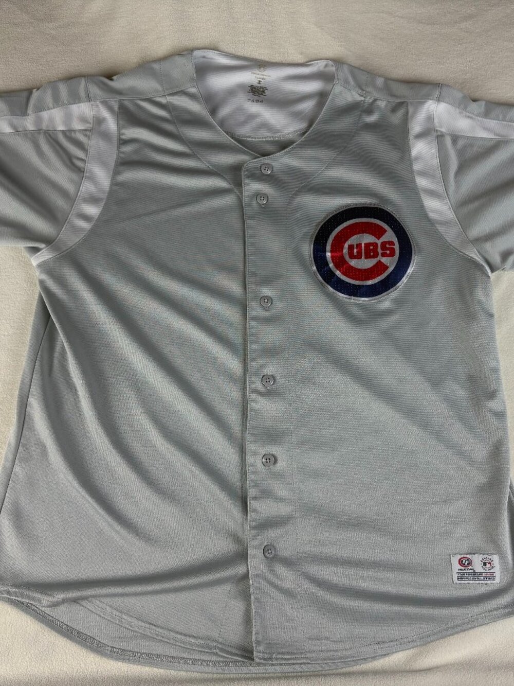 True Fan MLB Genuine Merch Chicago Cubs Grey Men's Jersey Shirt XL - Polyester